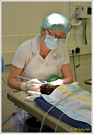 Mevrouw Esther is geconcentreerd bezig. We storen haar maar even niet.